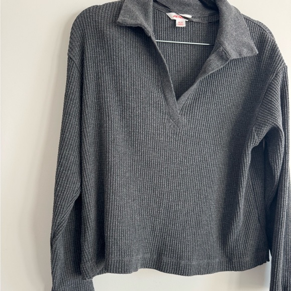 Joe Fresh Gray Waffle Polo Sweater – Size M - Picture 3 of 4